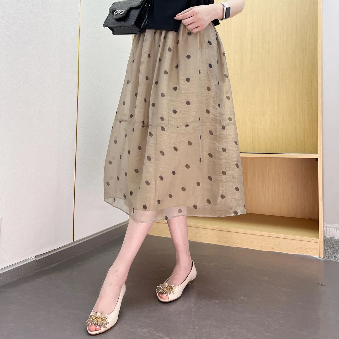 2025大码显瘦网纱半身裙女春夏季暮云纱长裙A字裙遮肉裙子仙女
