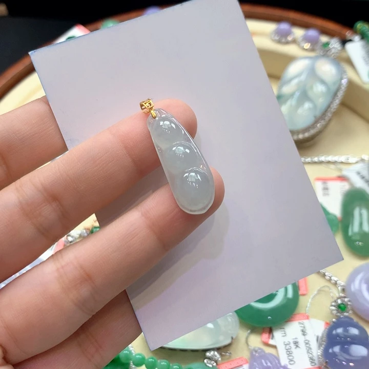 翡翠吊坠(不含链)18K金镶嵌吊坠