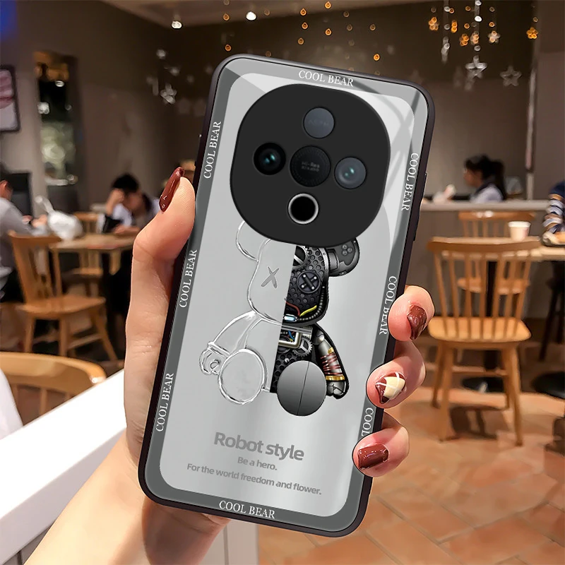 机械小熊适用vivoY300手机壳镜面VIVOY300玻璃散热质感女款男生硅