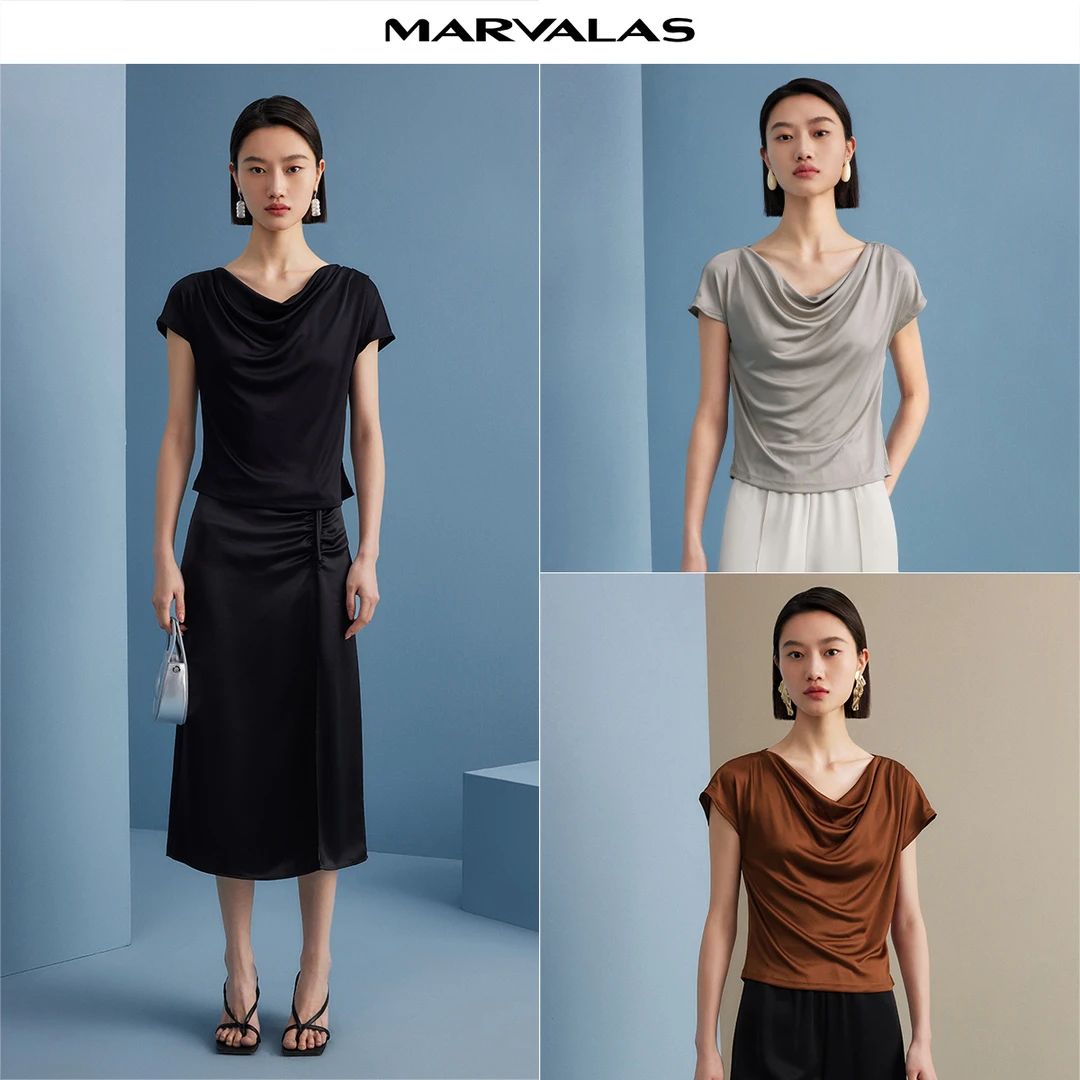 曼德诗新款夏季气质休闲三醋脂蕾丝衫M313101581