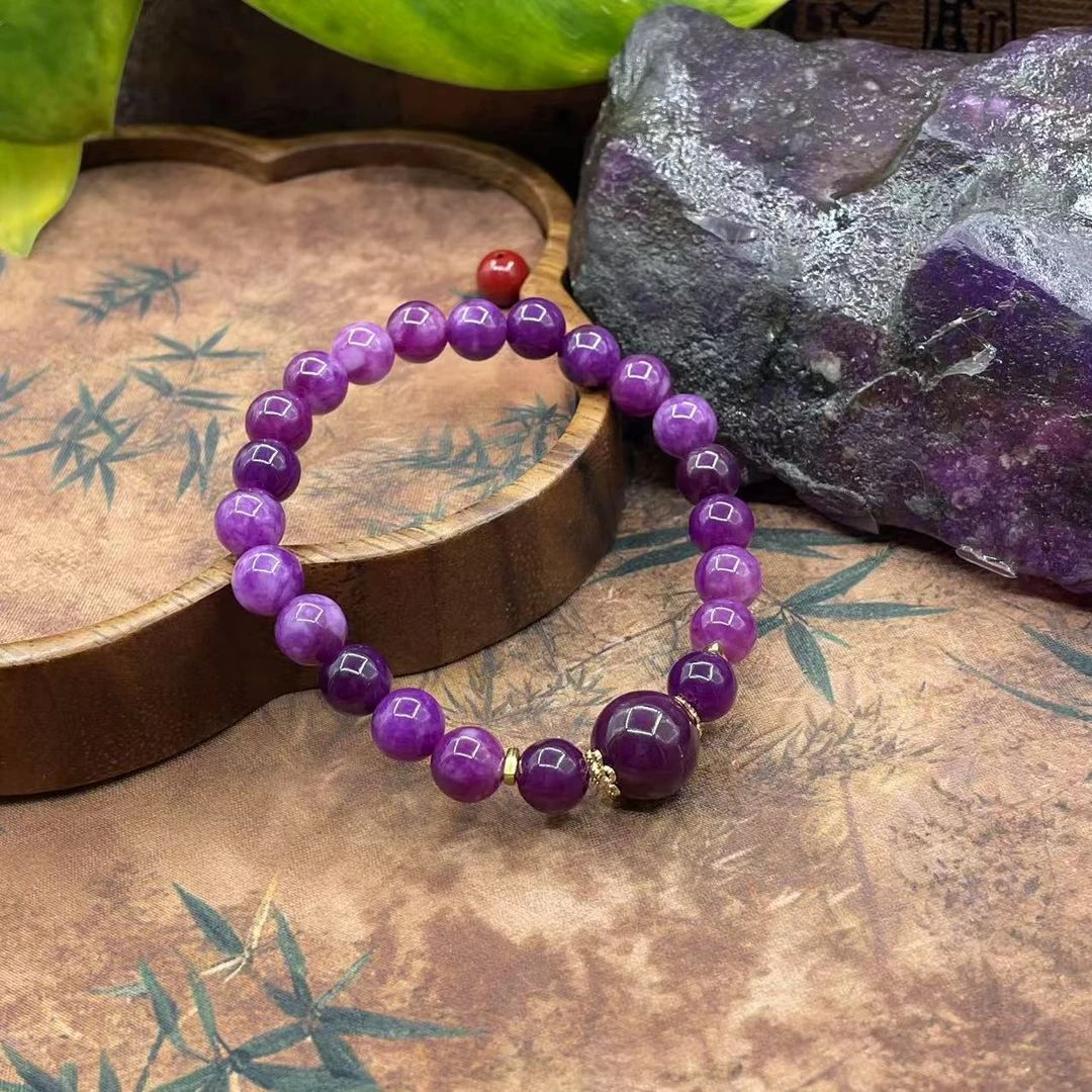 含辰砂工艺品【繁花珠宝甄选】老矿玉化皇家紫手串HX507