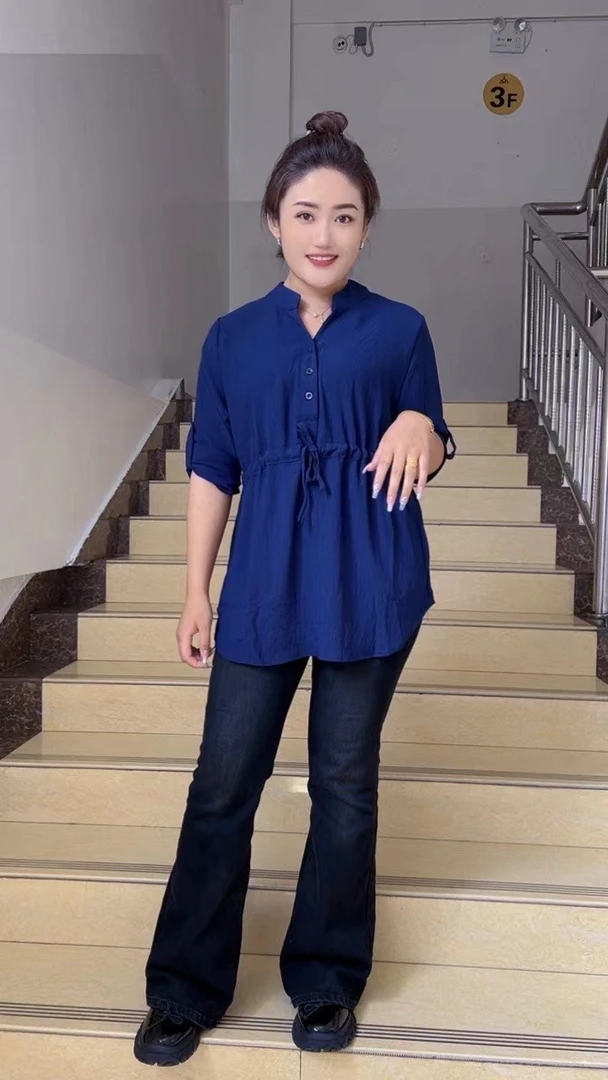 【姐妹】中长款收腰爆款纯色衬衣
