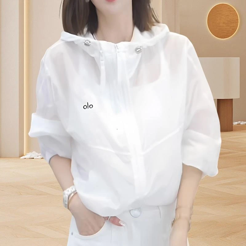 简约风白色冰丝连帽防晒衣女2025夏季新款宽松休闲轻薄防晒服外套