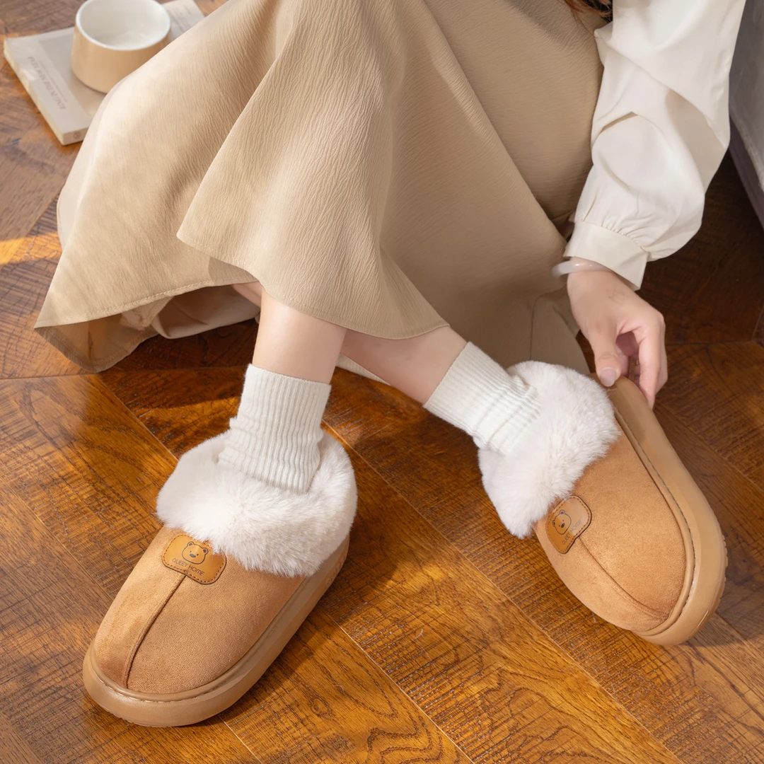 如沐丽防滑保暖棉拖鞋女士2025新款爆款户外居家时尚百搭秋冬季