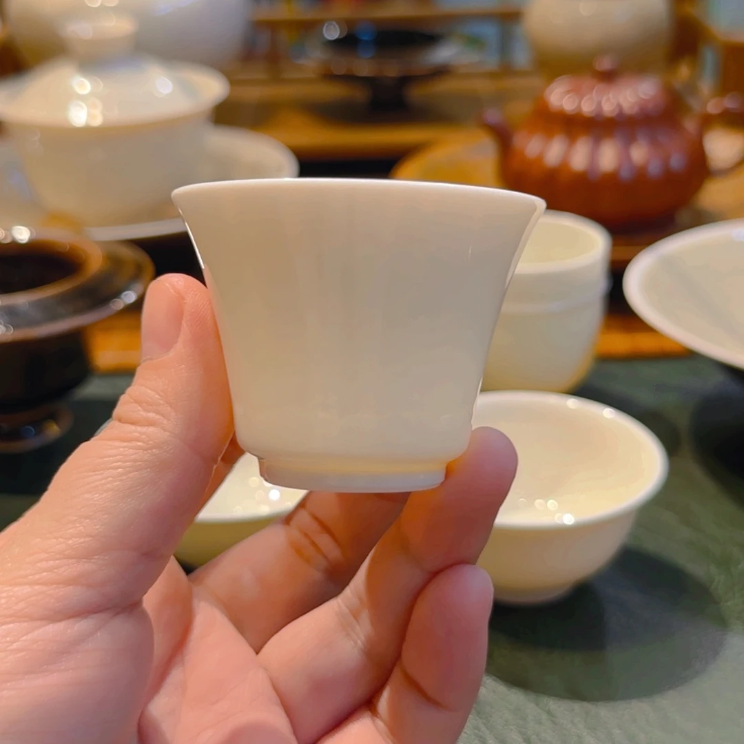 微澜定瓷 马蹄小杯 宝相纹 50cc