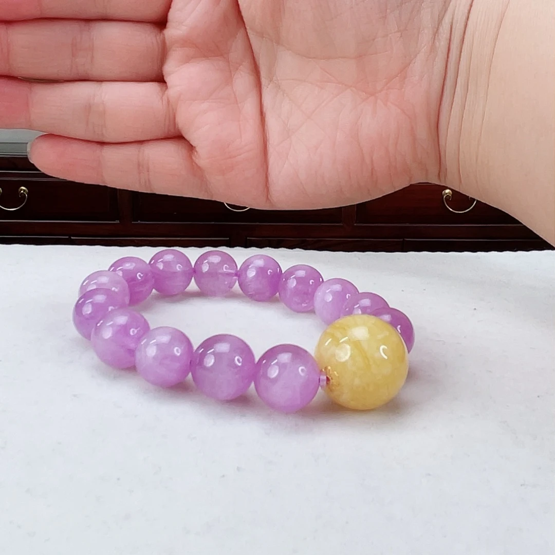 辉石紫锂辉手链未镶嵌紫锂辉手链