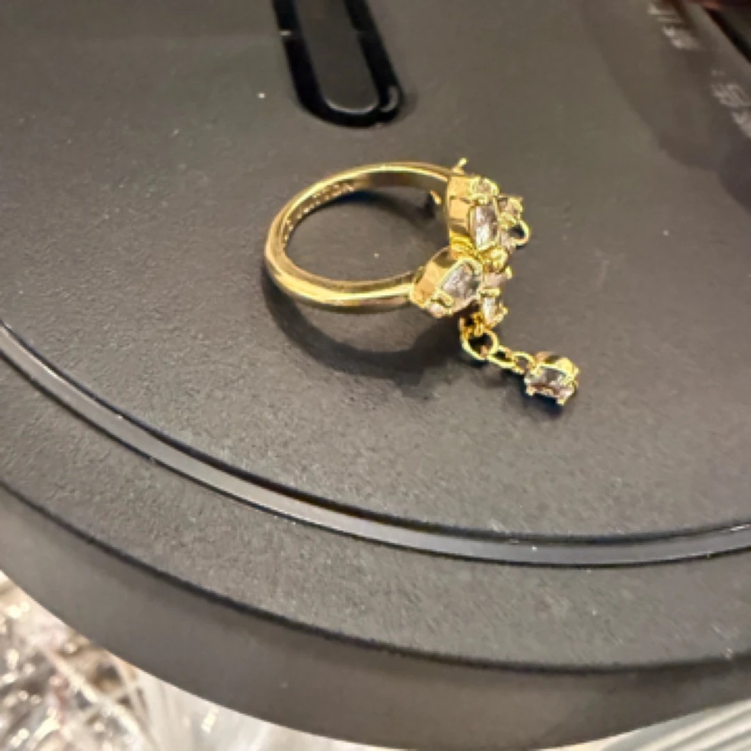 铜合金项链 绿的金色戒指轻奢