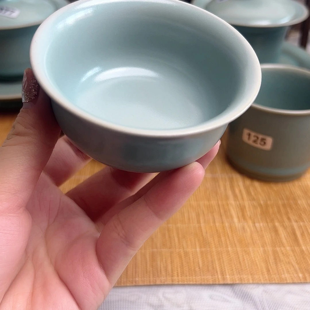 瓷片仿古天青主人杯微微微洗
