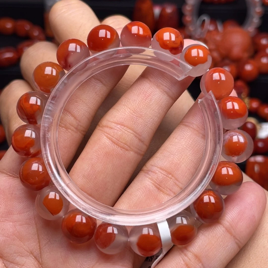 南红玛瑙未镶嵌珠宝奇石单圈10.5mm