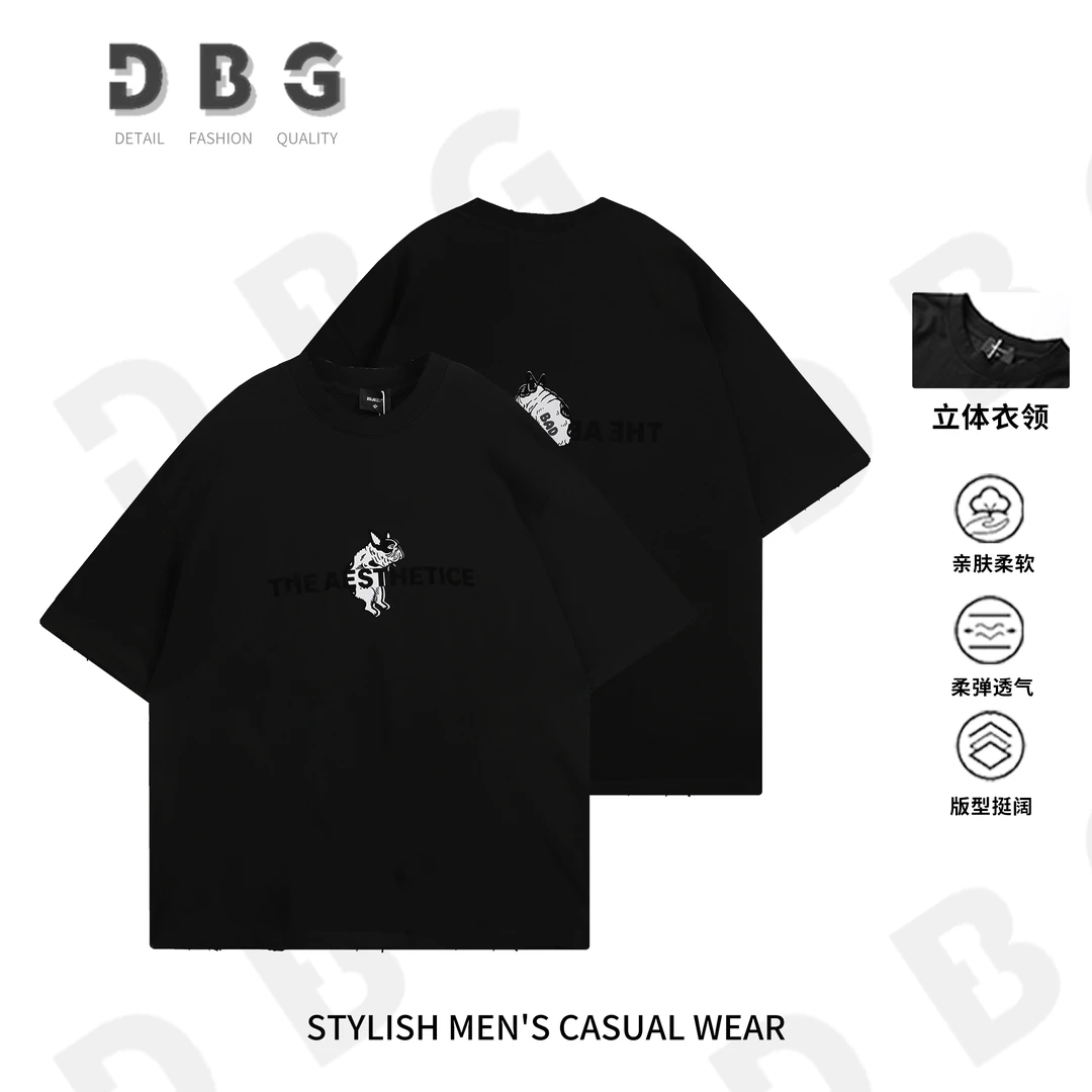 【99502】夏季设计师款简约印花纯棉百搭休闲圆领短袖T恤99502*8