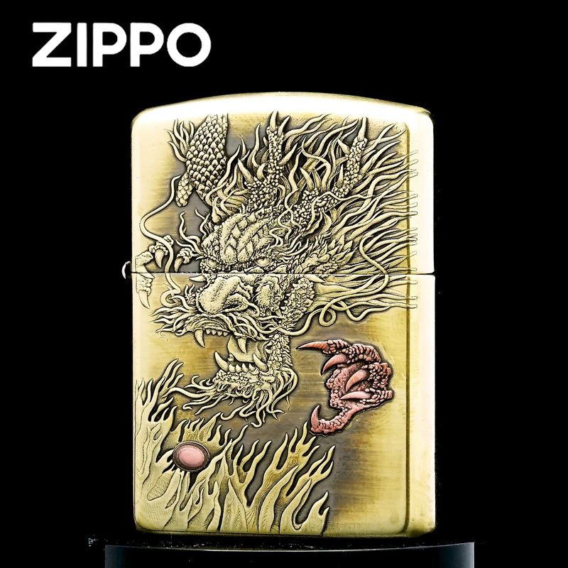 ZIPPO打火机正品/纯铜镶嵌紫铜五爪金龙 【凯亚1】DYJ1