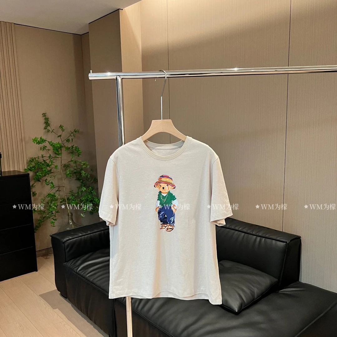 WMeng.【棉麻小熊T】韩货百搭显瘦正肩T