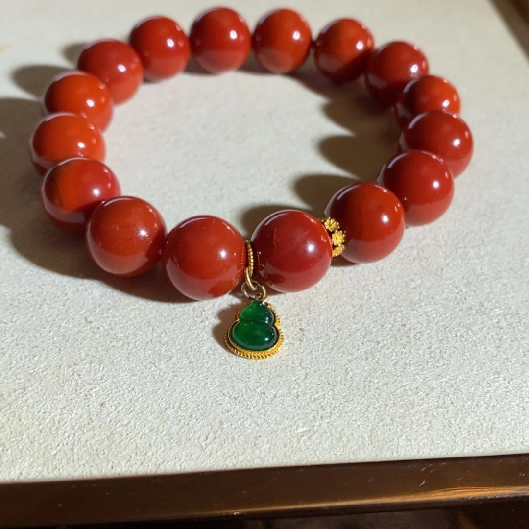 南红玛瑙手链18K金镶嵌