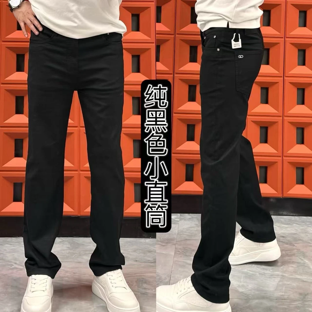 【裤子】528"夏季"纯黑色薄款高弹显瘦小直筒牛仔裤