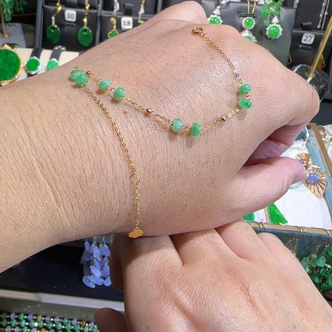 翡翠18K金镶嵌颈饰手链