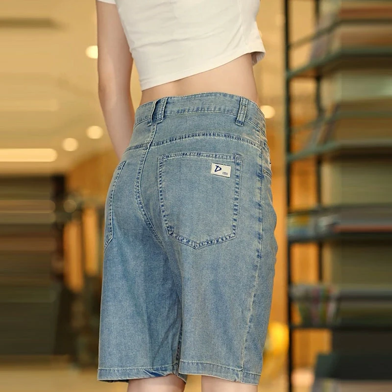 接潮美式复古黄泥色春夏潮流百搭休闲痞帅水洗宽松五分男牛仔短裤