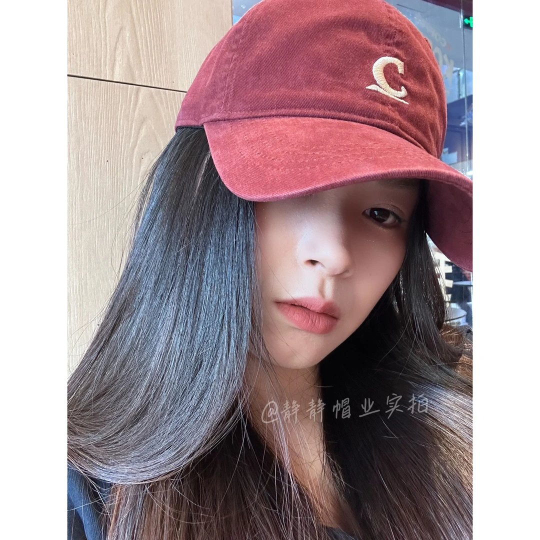 Jing复古做旧水洗磨毛棉棒球帽女韩系百搭大头围深顶显脸小鸭舌帽