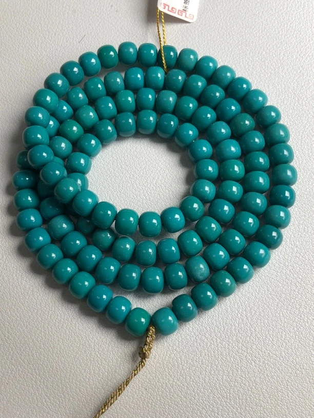 湖北十堰文鹏精品原矿绿松石老型多圈手串高瓷男女款手工无优化