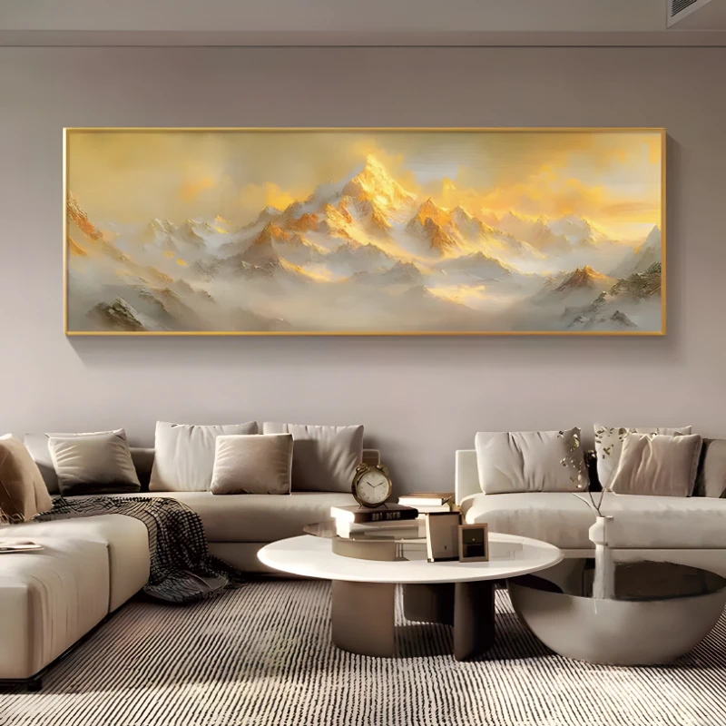 日照金山客厅装饰画现代轻奢大气山水画沙发背景墙高档挂画 70200