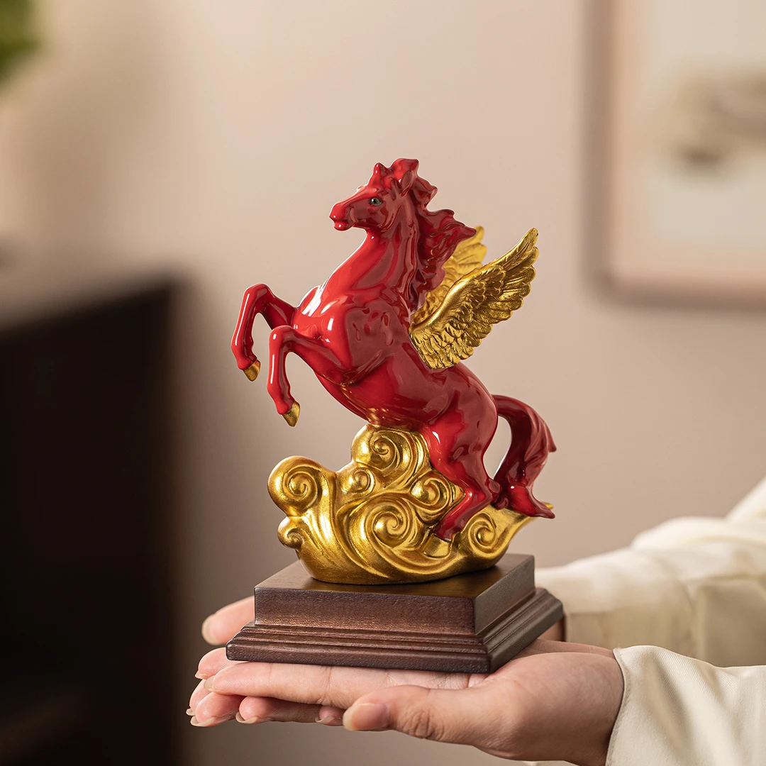 新中式天马行空陶瓷摆件生肖马吉祥物家居客厅书房装饰品马年礼品