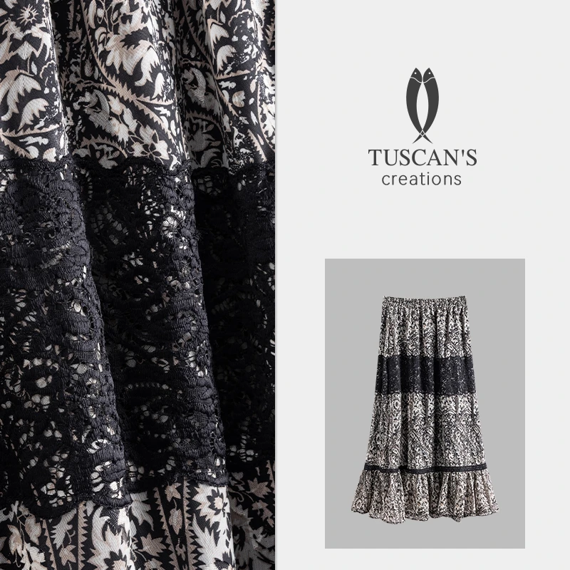 TUSCAN'S CREATIONS爆款显瘦女士半身裙蕾丝碎花高腰半裙时代集团