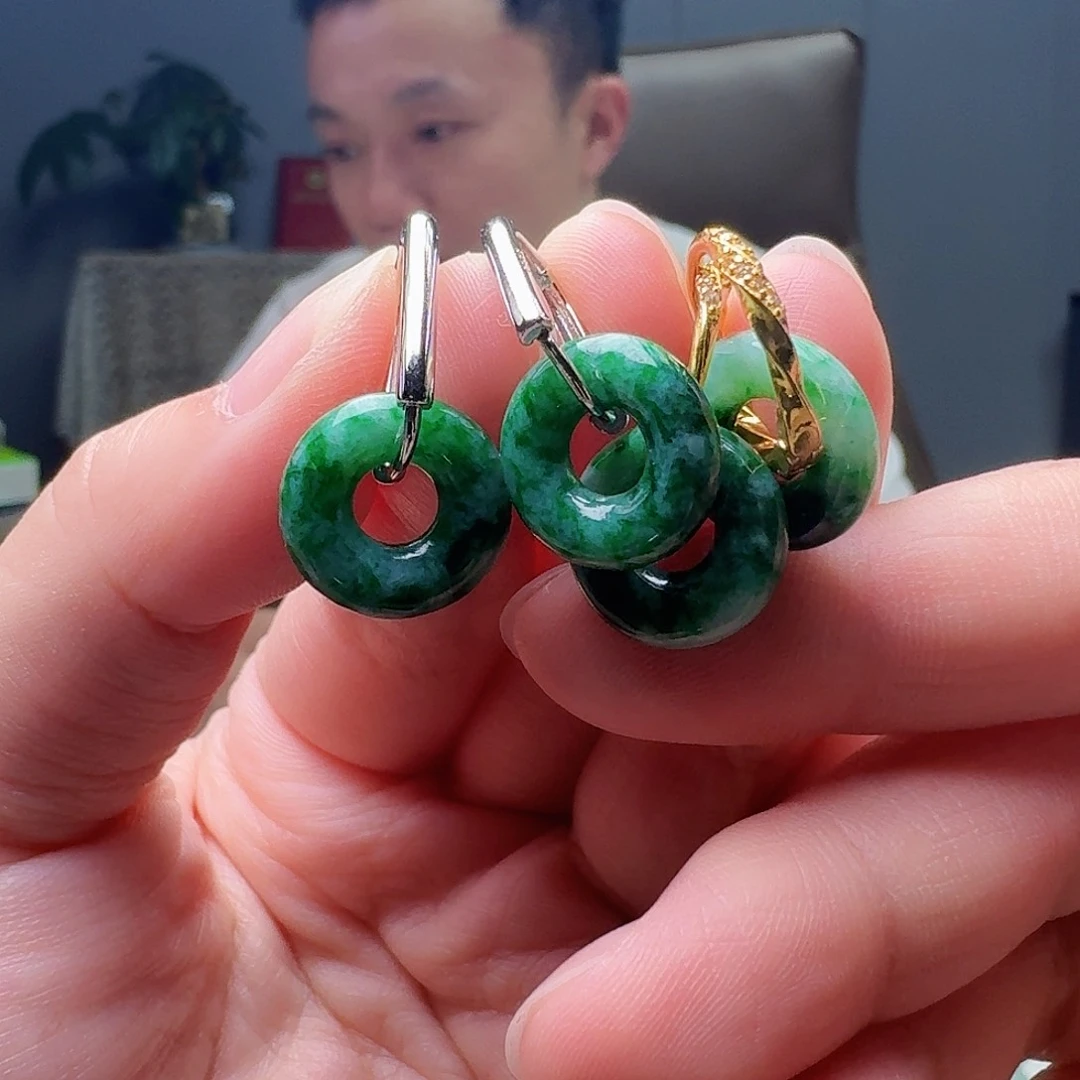 翡翠银S925镶嵌耳饰多样性发货其一