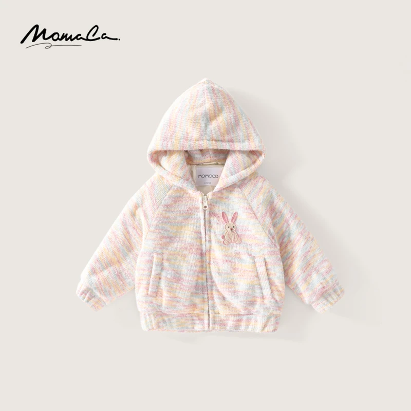 MOMOCO冬季新款女童时尚可爱卡通彩色毛衣羽绒服外套75830103004
