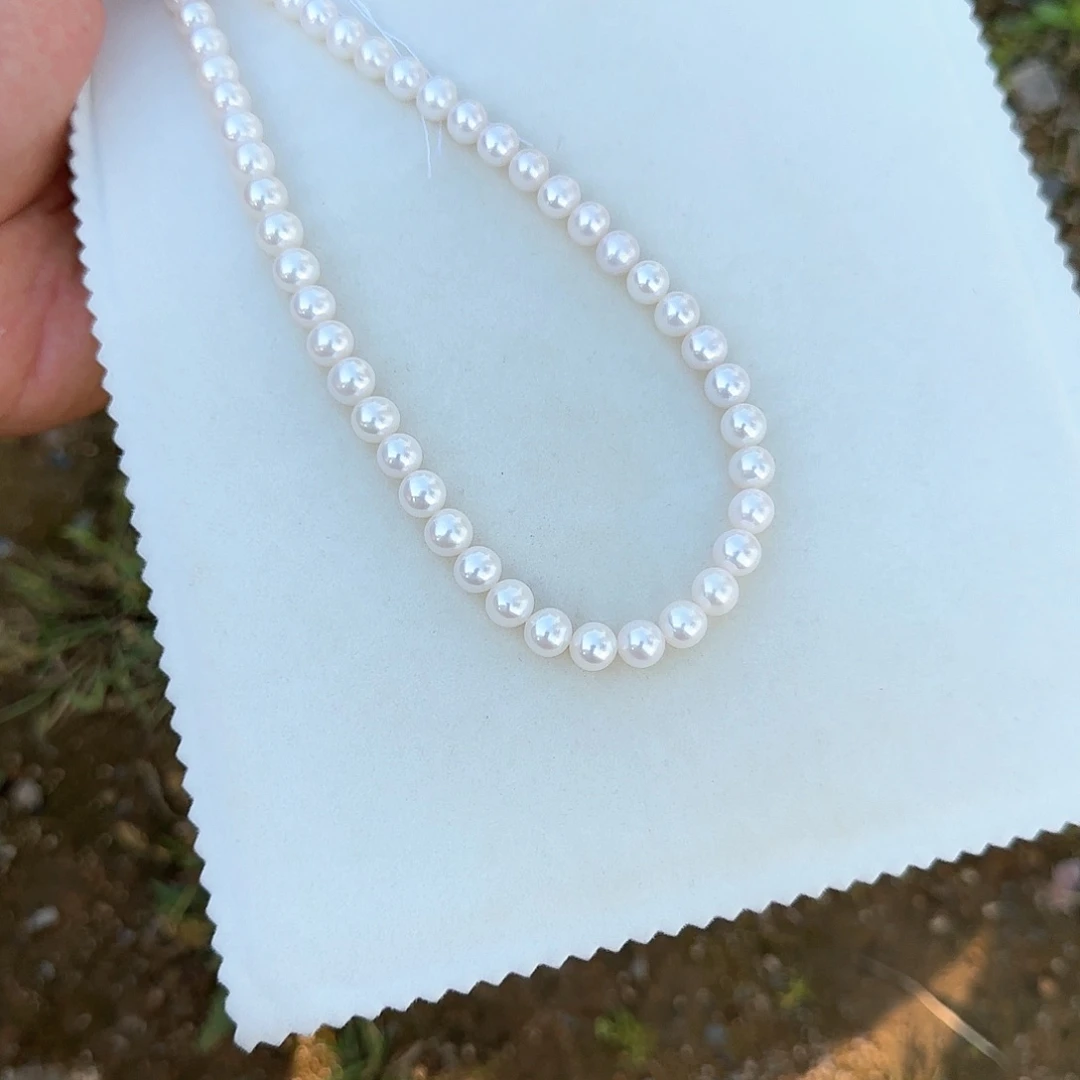 淡水珍珠银S925镶嵌颈饰8-9无核极光镜面正圆无暇白亮