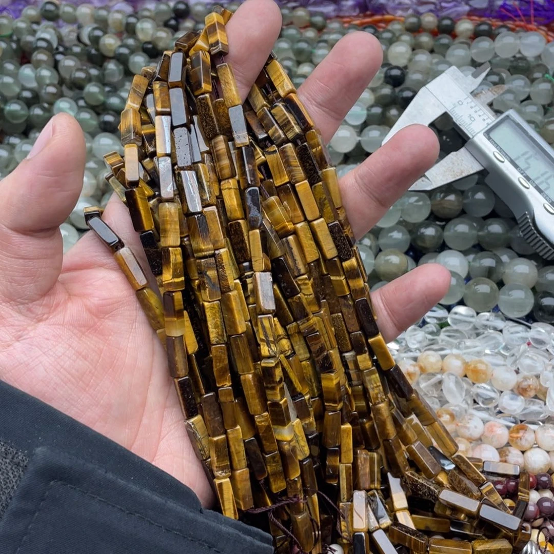 玛瑙/玉髓珠宝半成品未镶嵌一条装5*13虎眼长方管