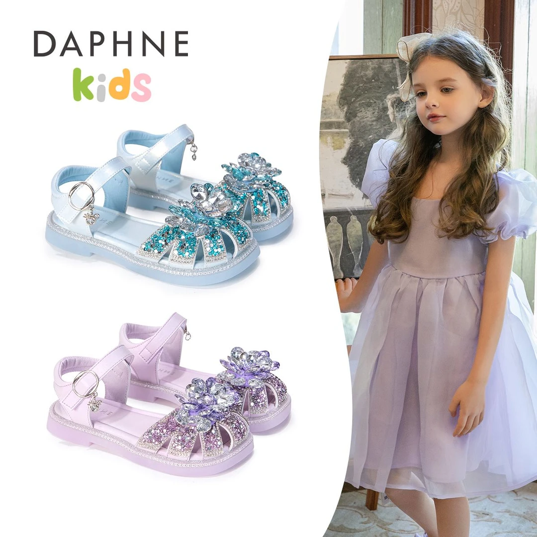 达芙妮女童漂亮公主鞋夏季2025新款儿童鞋子夏天小女孩公主凉鞋