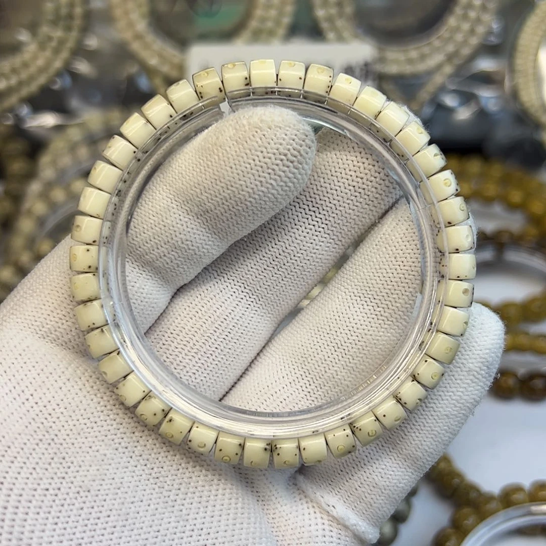 星月菩提手串骨瓷白通体留白厚切药片6.5✖️5