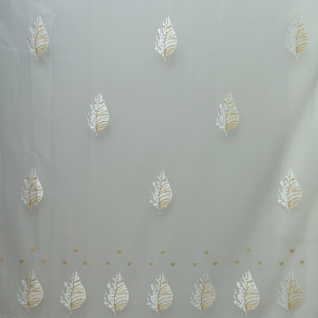 01243 挂钩款成品刺绣清新客厅防晒窗纱宽6米高2.7米免费对开