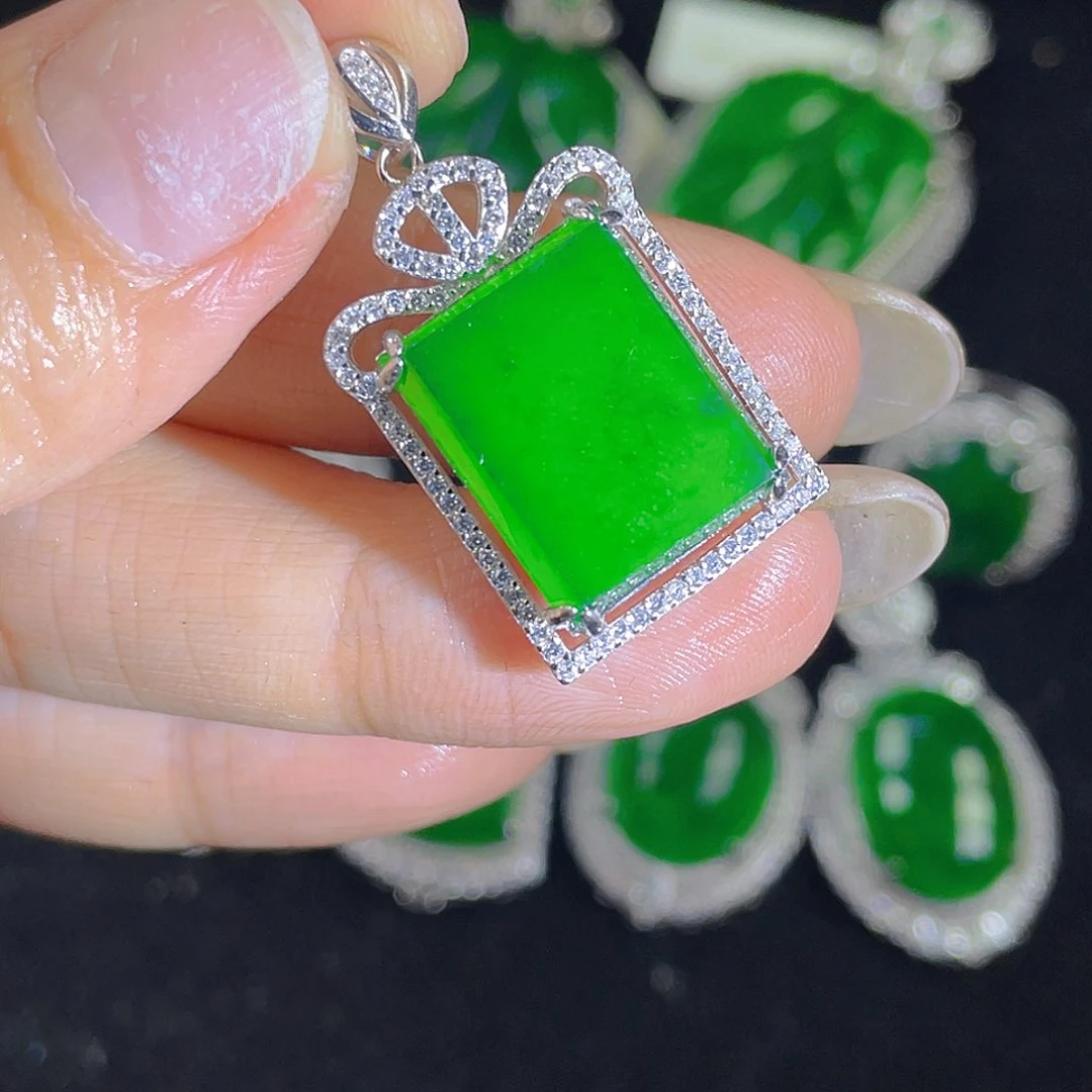 翡翠吊坠(不含链)银S925镶嵌