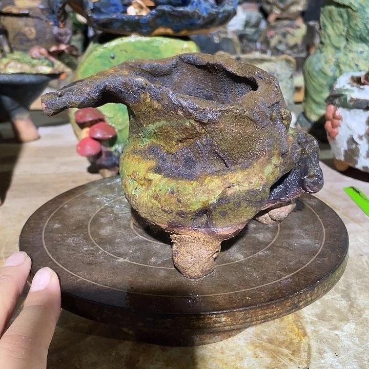 手工粗陶高温花盆