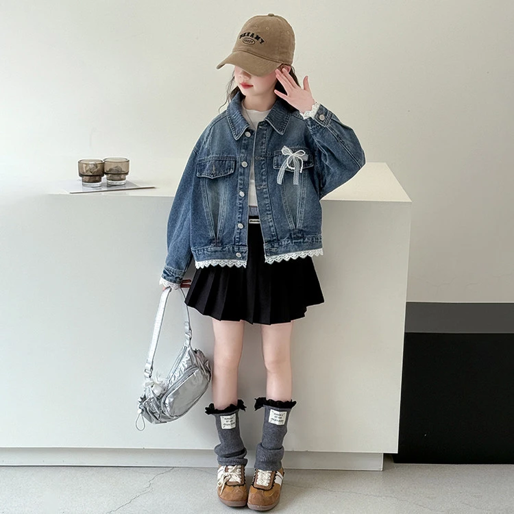 女童春秋款牛仔夹克外套中大童洋气女孩儿童装时髦上衣潮2025新款