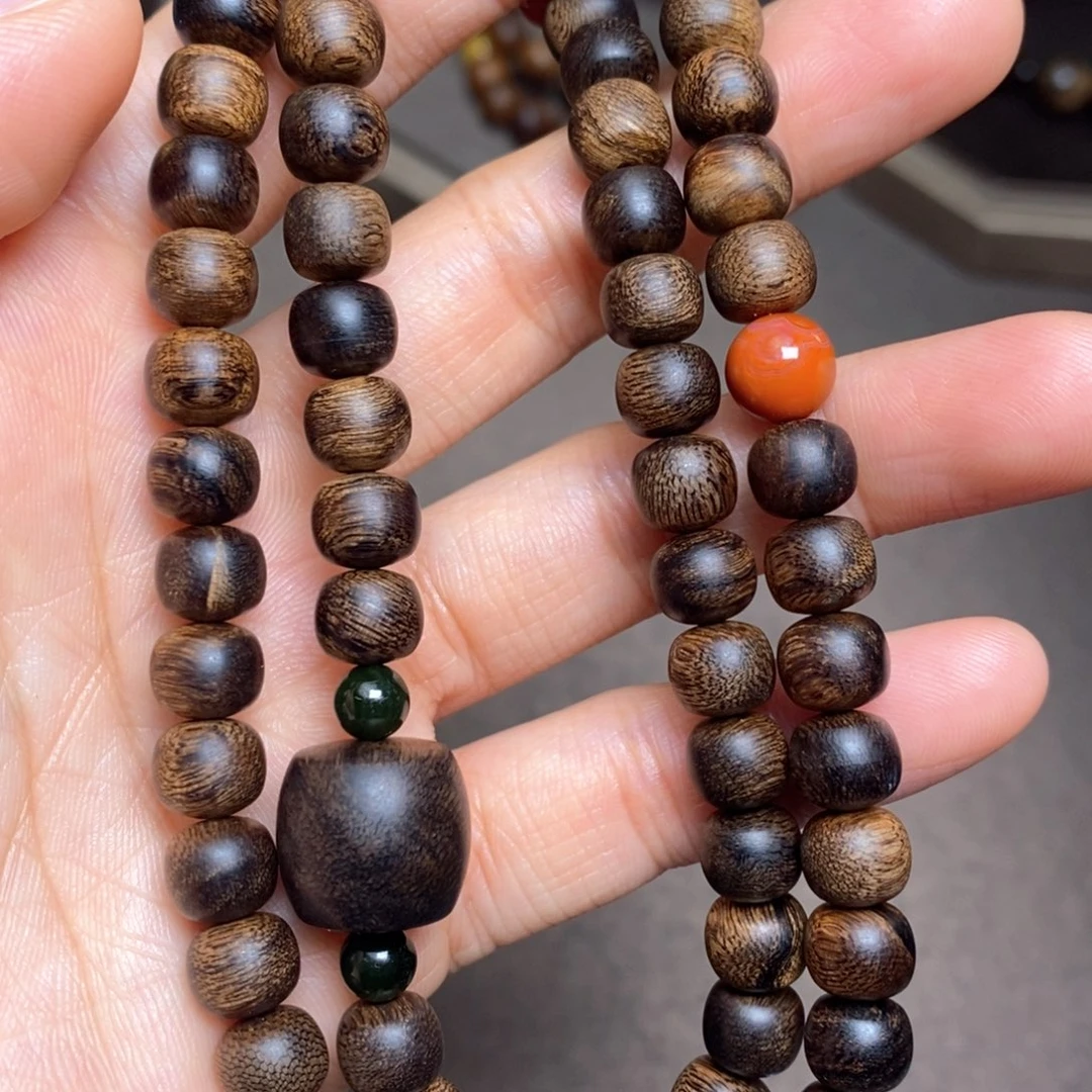 沉香手串越南芽庄紫棋瘤疤06×08设计