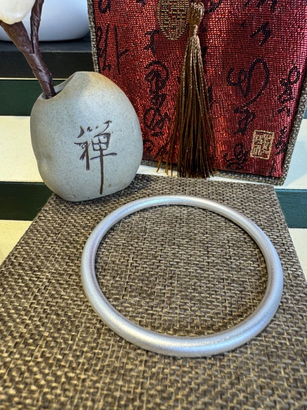足银手镯  古法闭口素圈 好看银手镯女神节礼物