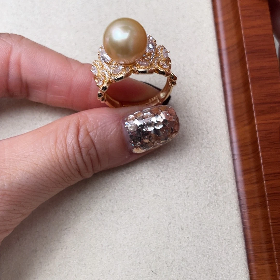 银S925镶嵌海水珍珠戒指