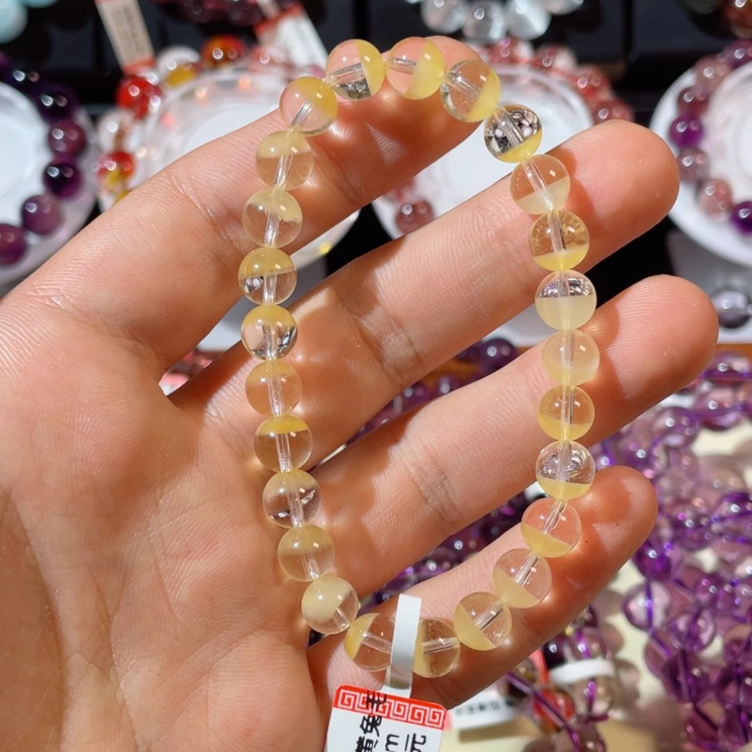 未镶嵌手链水晶半盆黄兔毛7.6