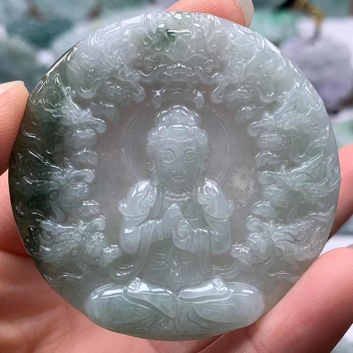 翡翠未镶嵌颈饰九龙观音福利