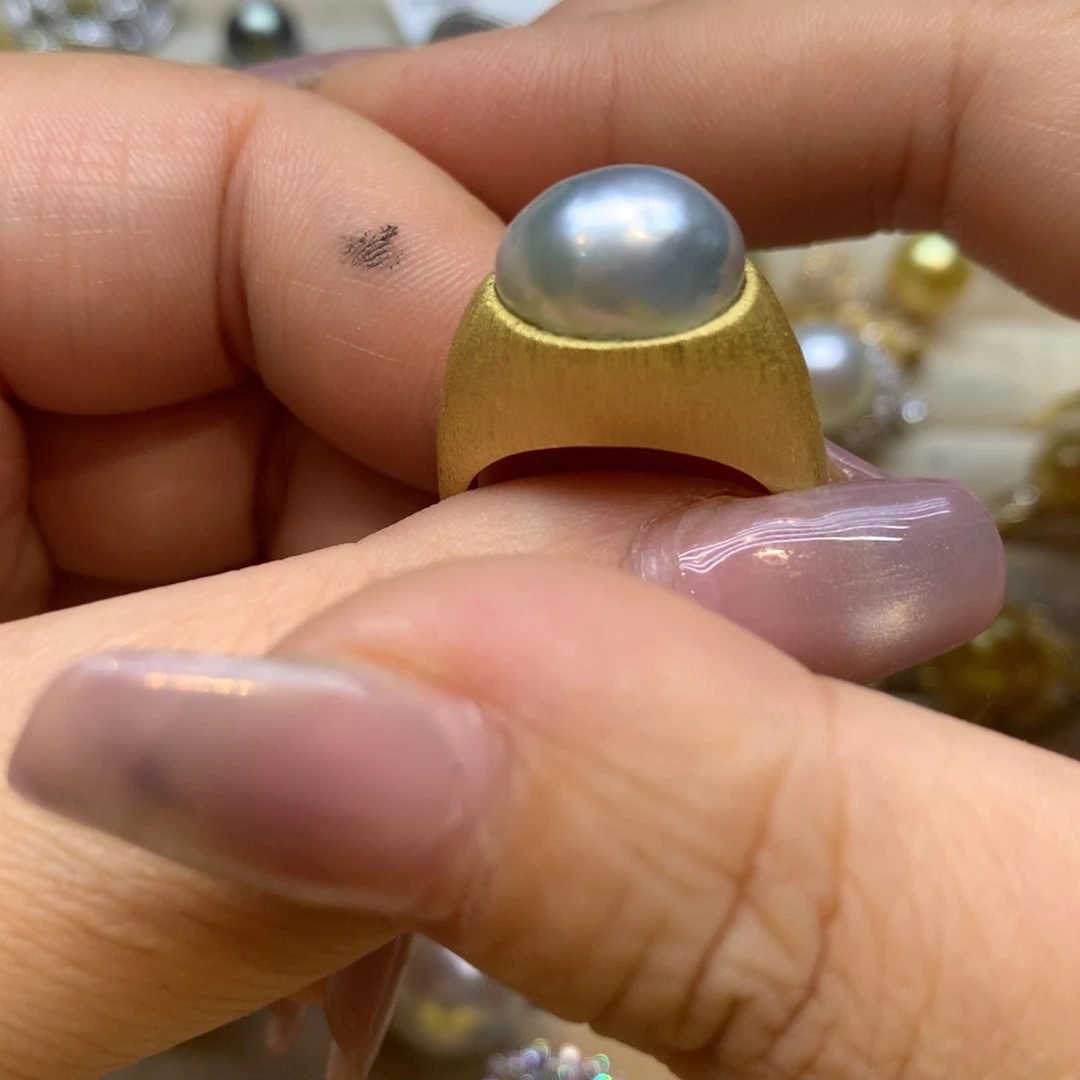 银S925镶嵌戒指海水珍珠