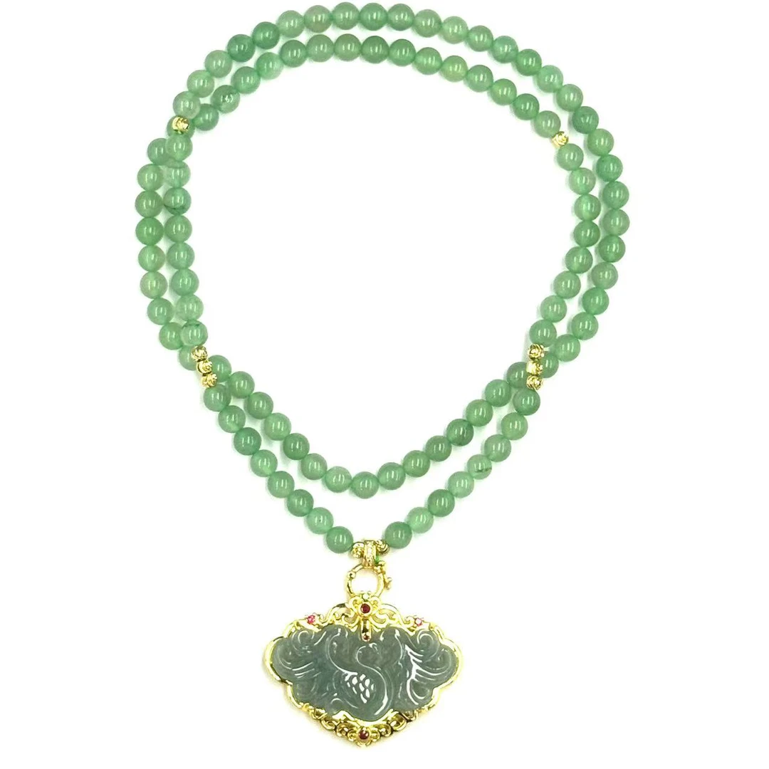 【符老板】y2421-翡翠凤凰国风设计款冰葡萄毛衣链-赠礼盒