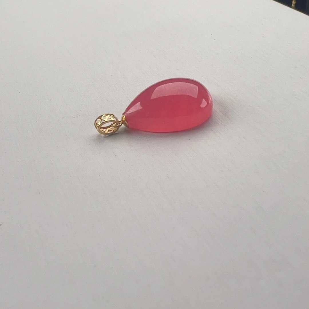 菱锰矿（红纹石）18K金镶嵌吊坠(赠链)