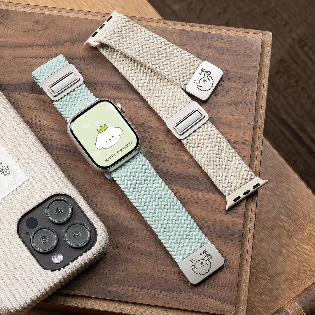 适用苹果S11手表表带iwatch10尼龙编织SE小狗applewatch9/8/7表带