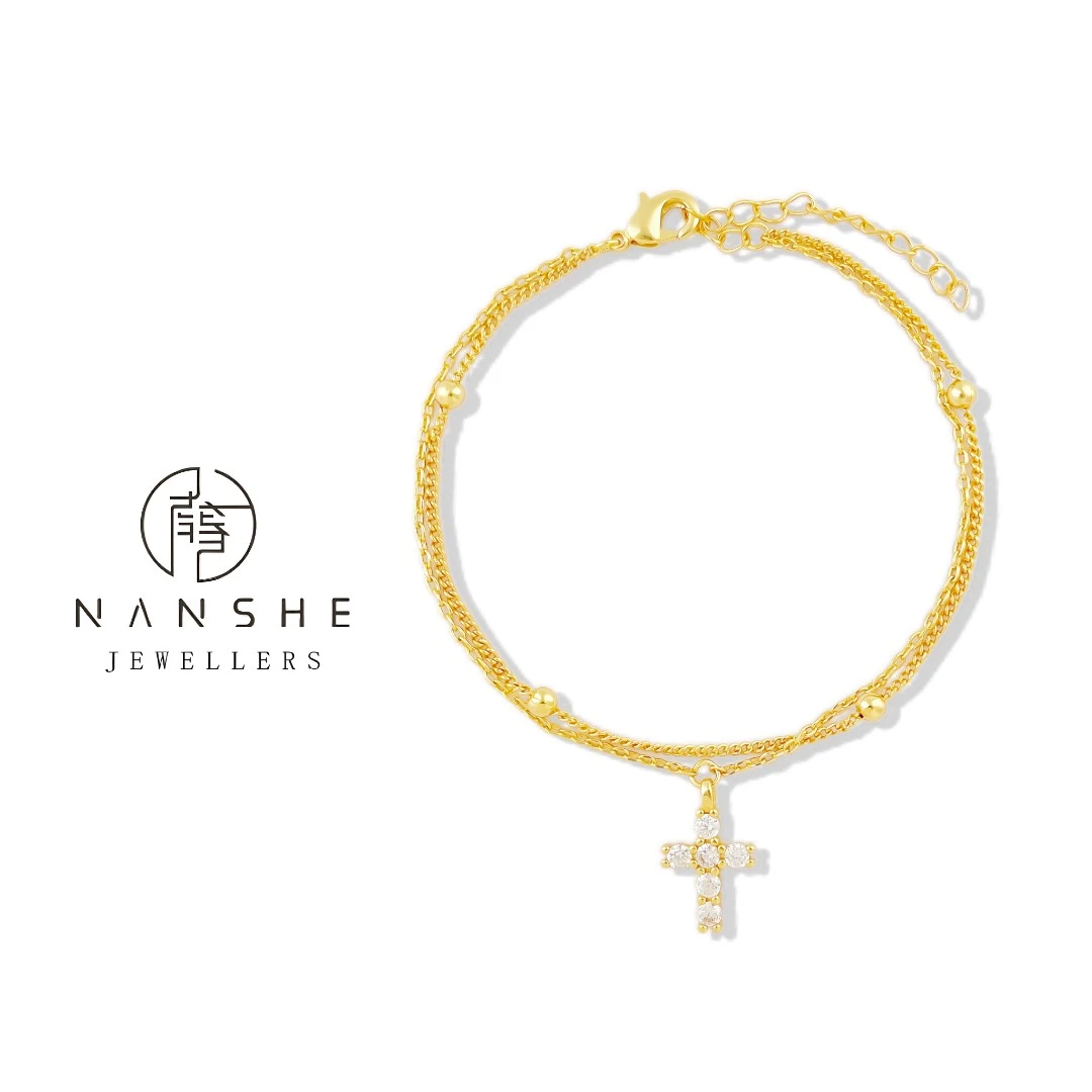 NANSHE/南奢 闪耀十字双层金色手链 L1036
