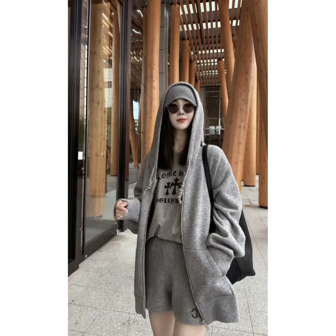 2025秋冬新款时髦休闲减龄百搭宽松遮肉显瘦连帽卫衣拉链开衫外套