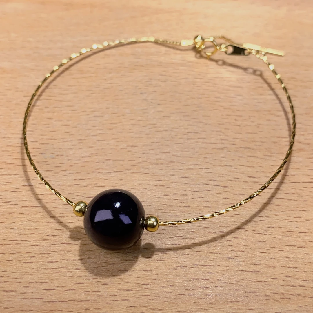 天然和田玉青海料精品烟紫浓紫帝王紫12mm圆珠925银手环手链@0285