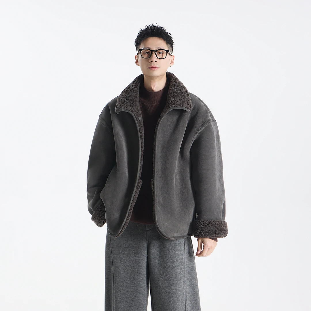 GCCDUPE77『托卡』磨绒绗线工艺双面穿皮毛一体麂皮绒时尚夹克外套