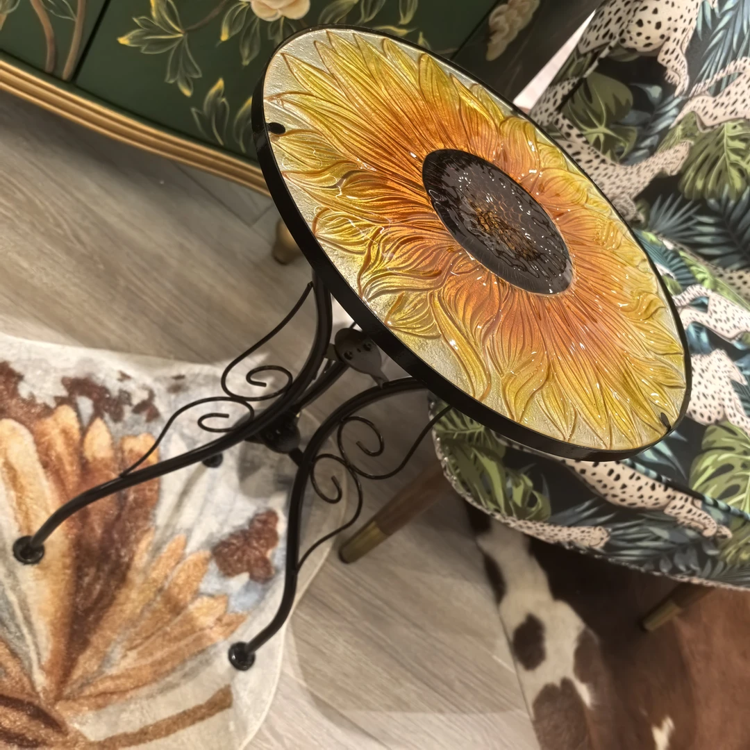 大号太阳花琉璃边桌彩绘桌面庭院置物架花盆架装饰摆件