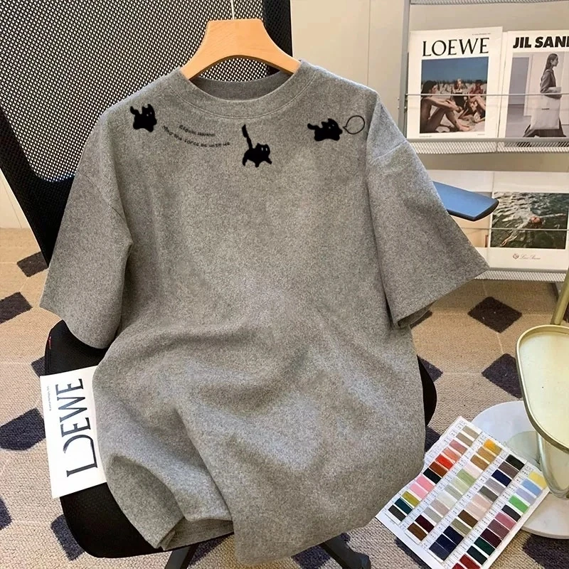 轻奢痞帅~外贸清仓美式复古潮流短袖t恤男女夏季纯棉半袖宽松上衣